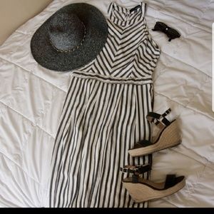 NWOT bkack and white striped maxi dress